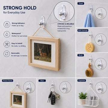 Transparent Self-Adhesive Wall Hooks – Heavy Duty