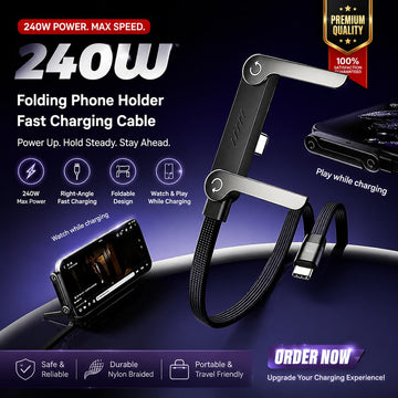 240W 2-in-1 C to C Charging Cable with Phone Stand 1.5 Meter